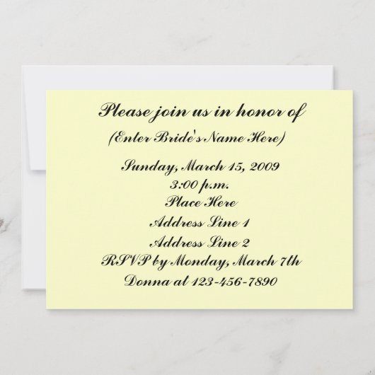 愛エレガントなフレームの写真のブライダルシャワーの招待状 招待状 (裏面)