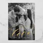 愛エレガントのスクリプトValentine's Day写真 箔シーズンカード (正面)