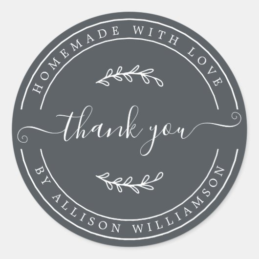 愛エレガントの手作りオフブラックありがとう ラウンドシール (正面)