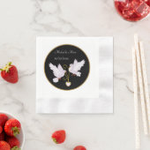 愛エレガントの鳩が名前の日付を追加結婚する 縁ありカクテルナプキン (インサイチュ)