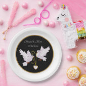 愛エレガントの鳩の名前の日付の結婚紙pla ペーパープレート (パーティー)