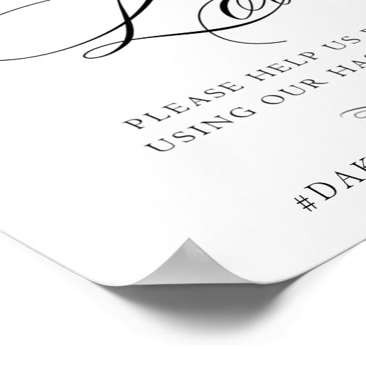 愛エレガントの黒い書道のハッシュタグをキャプチャ ポスター (角)