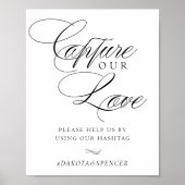 愛エレガントの黒い書道のハッシュタグをキャプチャ ポスター (正面)