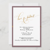 愛エレガントは患者Mauve金ゴールドカーストライプド 招待状 (正面)