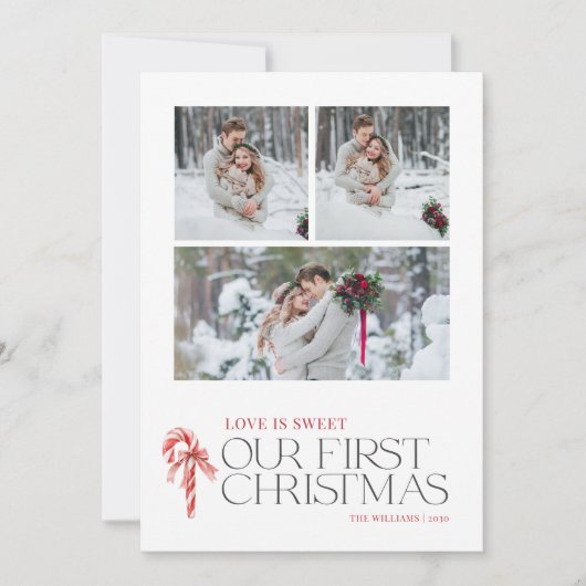 愛エレガントは甘い初めてのクリスマス赤3写真 シーズンカード (正面)