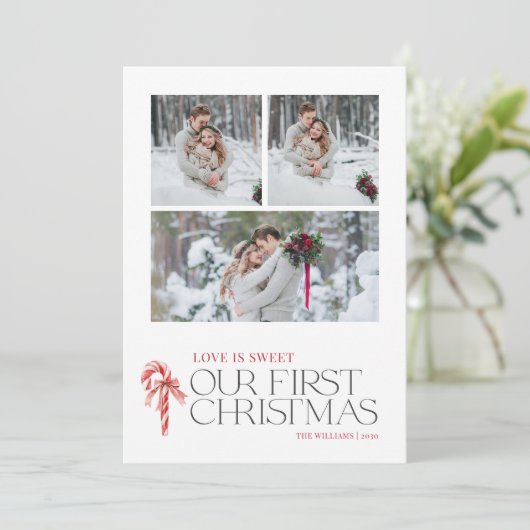 愛エレガントは甘い初めてのクリスマス赤3写真 シーズンカード (スタンド正面)