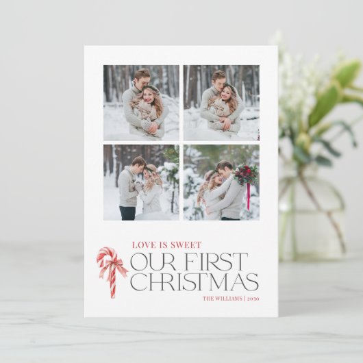 愛エレガントは甘い初めてのクリスマス赤4写真 シーズンカード (スタンド正面)