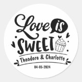 愛エレガントは甘い書道のハート結婚 ラウンドシール (正面)