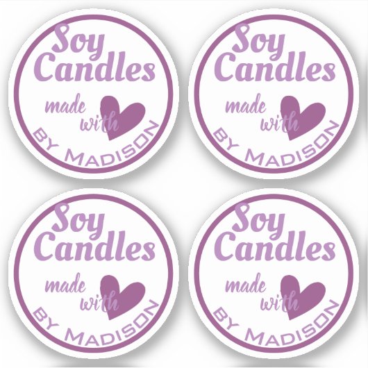愛エレガントハートキャンドル作りの紫の白 シール (正面)