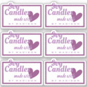 愛エレガントハートキャンドル作りの紫の白 シール (正面)