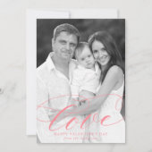 愛エレガントピンク文字バレンタインデーの写真 シーズンカード (正面)