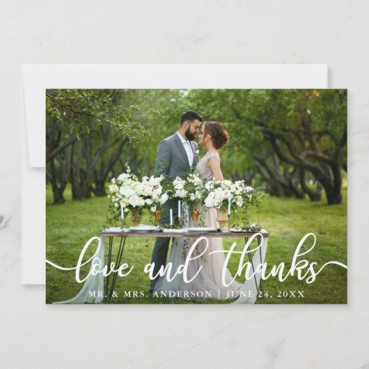 愛エレガントモダンと感謝してい愛 |の結婚写真 サンキューカード (正面)