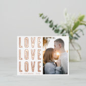 愛エレガント愛バレンタインの家族の写真 箔シーズンポストカード (立ち正面)