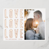 愛エレガント愛バレンタインの家族の写真 箔シーズンポストカード (正面)