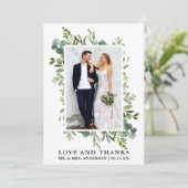 愛エレガント水感謝してい色ユーカリ緑 サンキューカード (スタンド正面)