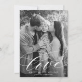 愛エレガント白スクリプトValentine's Day写真 シーズンカード (正面)