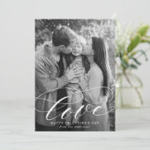 愛エレガント白スクリプトValentine's Day写真 シーズンカード (スタンド正面)