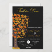 愛エレガント秋彫りツリーブラック結婚ズ 招待状 (正面)