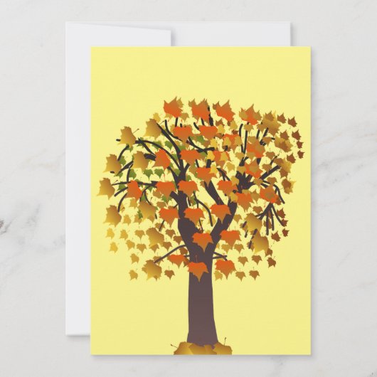 愛エレガント秋彫りツリー秋の結婚秋 招待状 (裏面)