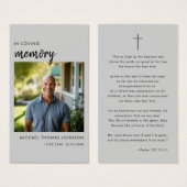 愛エレガント記憶で葬儀フォト祈りの言葉カード (正面&裏面)