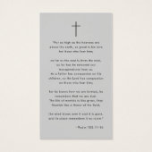 愛エレガント記憶で葬儀フォト祈りの言葉カード (裏面)