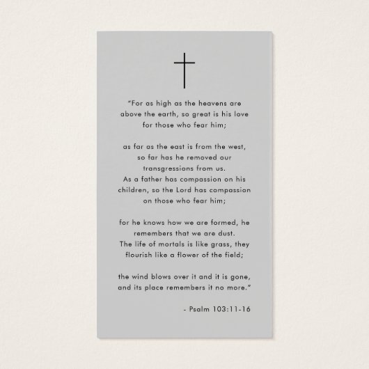 愛エレガント記憶で葬儀フォト祈りの言葉カード (裏面)