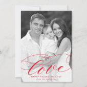 愛エレガント赤スクリプトValentine's Day写真 シーズンカード (正面)