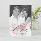 愛エレガント赤スクリプトValentine's Day写真 シーズンカード (スタンド正面)