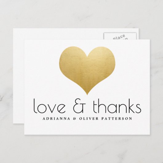 愛エレガント金感謝してい箔フェイクハート ポストカード (正面/裏面)