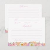 愛エレガント開花ブライダルシャワーレシピカード エンクロージャーカード (正面/裏面)
