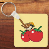 愛オーガニック人スパロウ食べーのレッドトマト キーホルダー (正面)