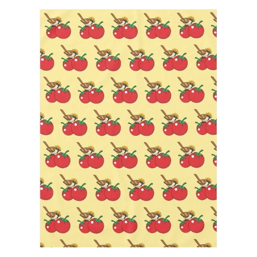 愛オーガニック人スパロウ食べーのレッドトマト テーブルクロス (正面)