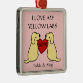 愛オーナメントとの2黄色いラブラドール メタルオーナメント (右)