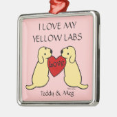 愛オーナメントとの2黄色いラブラドール メタルオーナメント (左)