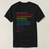 愛オーバー憎しみ、愛オーバー無関心LGBクラス Tシャツ (デザイン正面)