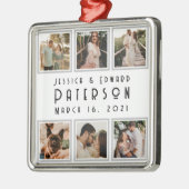 愛カスタマイズの写真ギフトモダンパーソナライズされた メタルオーナメント (左)