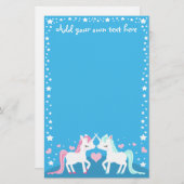 愛カスタマイズ可能な静止したのユニコーン 便箋 (正面/裏面)