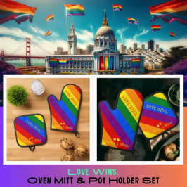 「愛カスタムが勝つ。」 LGBTレインボーフラグプライド月 鍋つかみ&鍋敷きセット