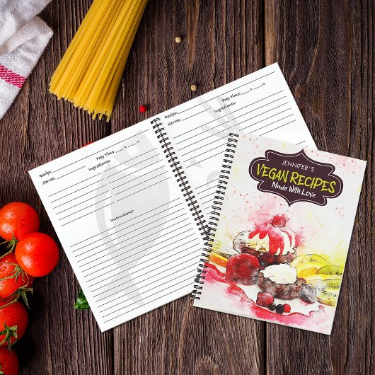 愛カスタムで作られたビーガンレシピ ノートブック