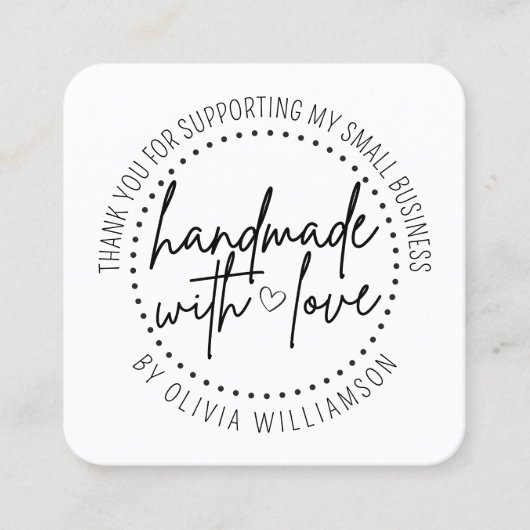 愛カスタムで手作りThank You Small Business スクエア名刺 (正面)