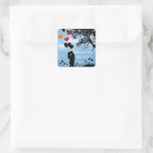 愛カスタムのシルエットと風船のカップル スクエアシール (バッグ)