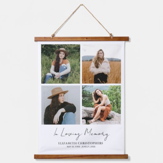 愛カスタムの記憶の中で写真コラージュ葬儀 吊り下げ型タペストリー (正面)