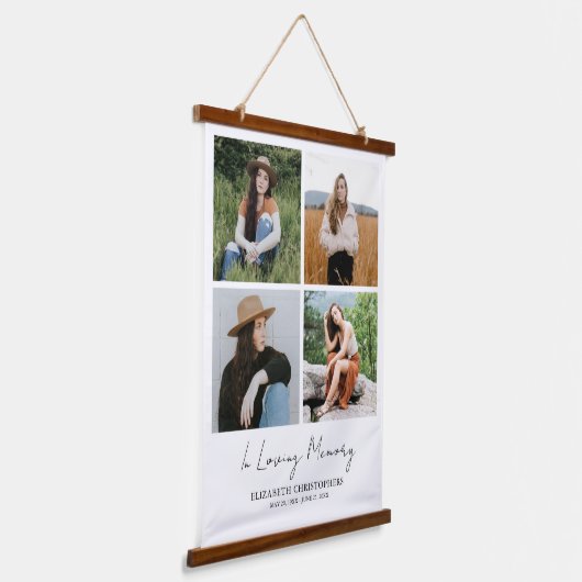 愛カスタムの記憶の中で写真コラージュ葬儀 吊り下げ型タペストリー (傾斜あり)