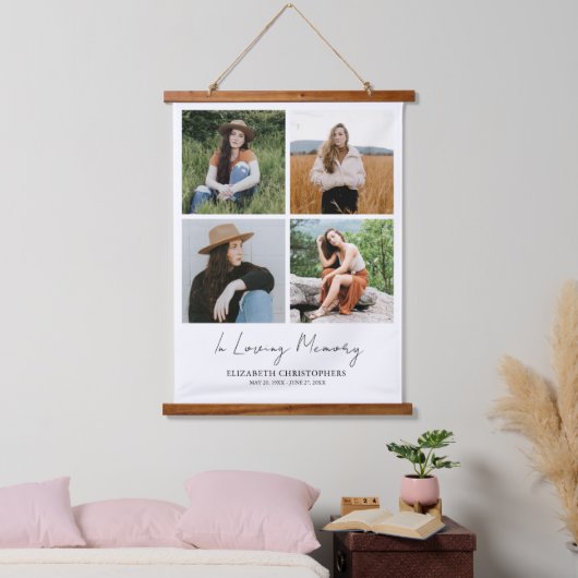 愛カスタムの記憶の中で写真コラージュ葬儀 吊り下げ型タペストリー (寝室)