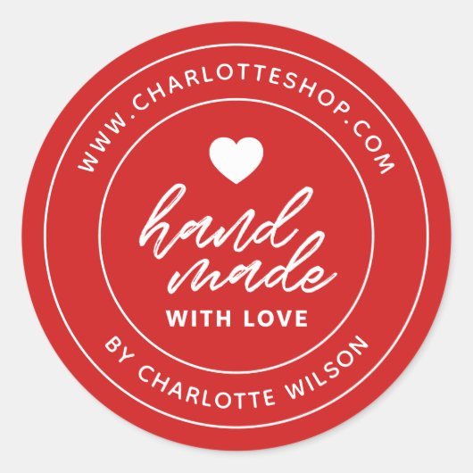 愛カスタムハートモダン手作りブラシ ラウンドシール (正面)