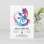 愛カスタム愛ユニコーンデジタル誕生日 招待状 (スタンド正面)