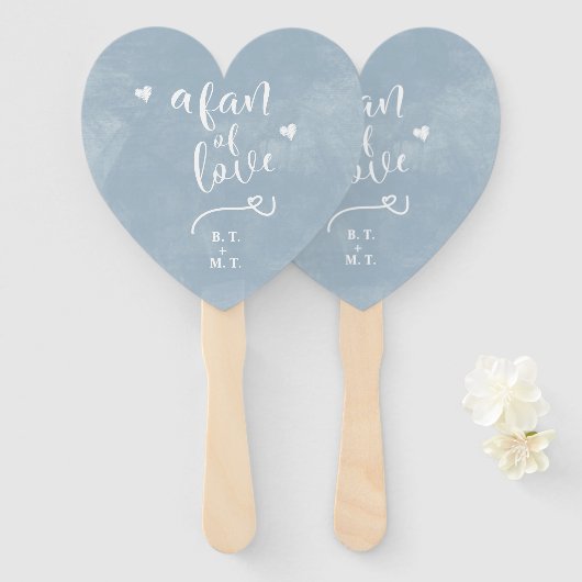 愛カスタム書のファン青い水色 ハンドファン (正面&裏面)