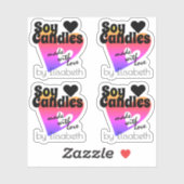 愛カラフルおしょうろうそくでつくられた虹のハート シール (シート)