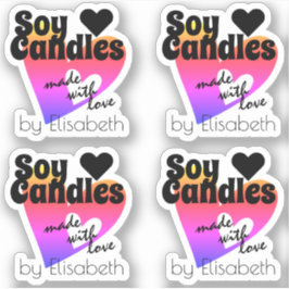 愛カラフルおしょうろうそくでつくられた虹のハート シール