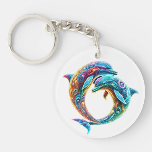 愛カラフルされるイルカ キーホルダー (正面)